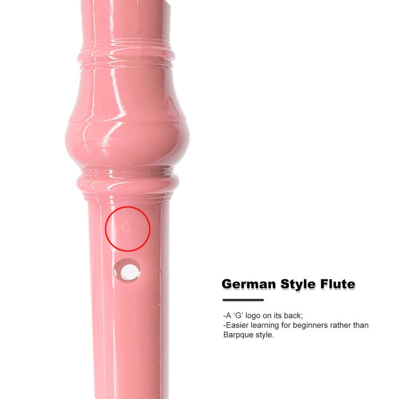 ENGIEGEE SJOYS ENGIEGEE 8-Hole Soprano Descant Recorder Kids Music Flute with Cleaning Rod & Case Bag For School Student Home Entertainment Pink - Image 4